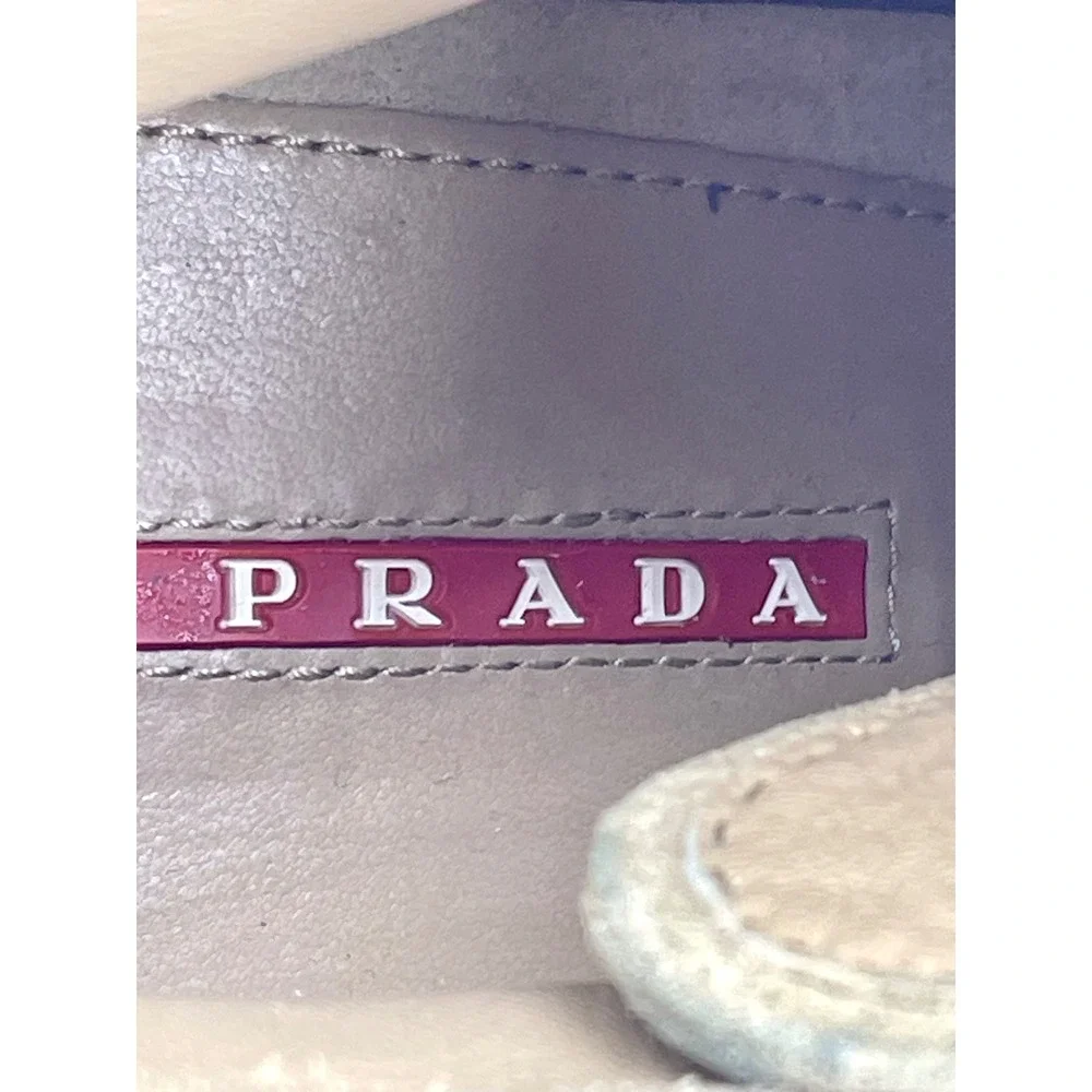 Prada Linea Rossa Suede Lace Up Wedge Booties Womens 9.5 Tan Luxury Chukka Boots
